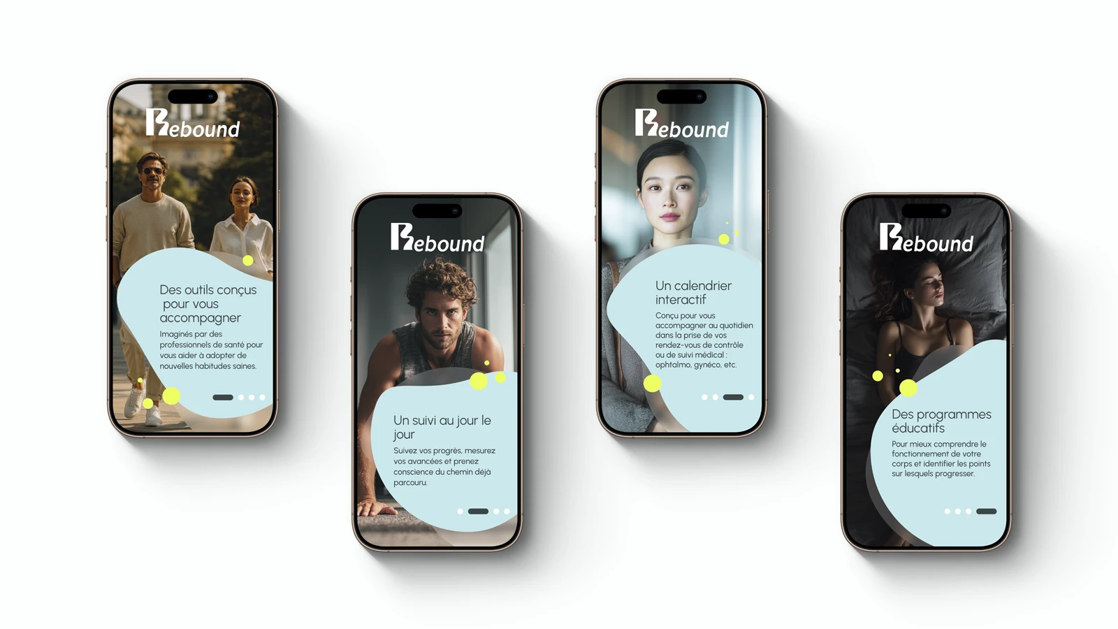 iphone demo REBOUND - infografika.com UI/UX, design d'application mobile.