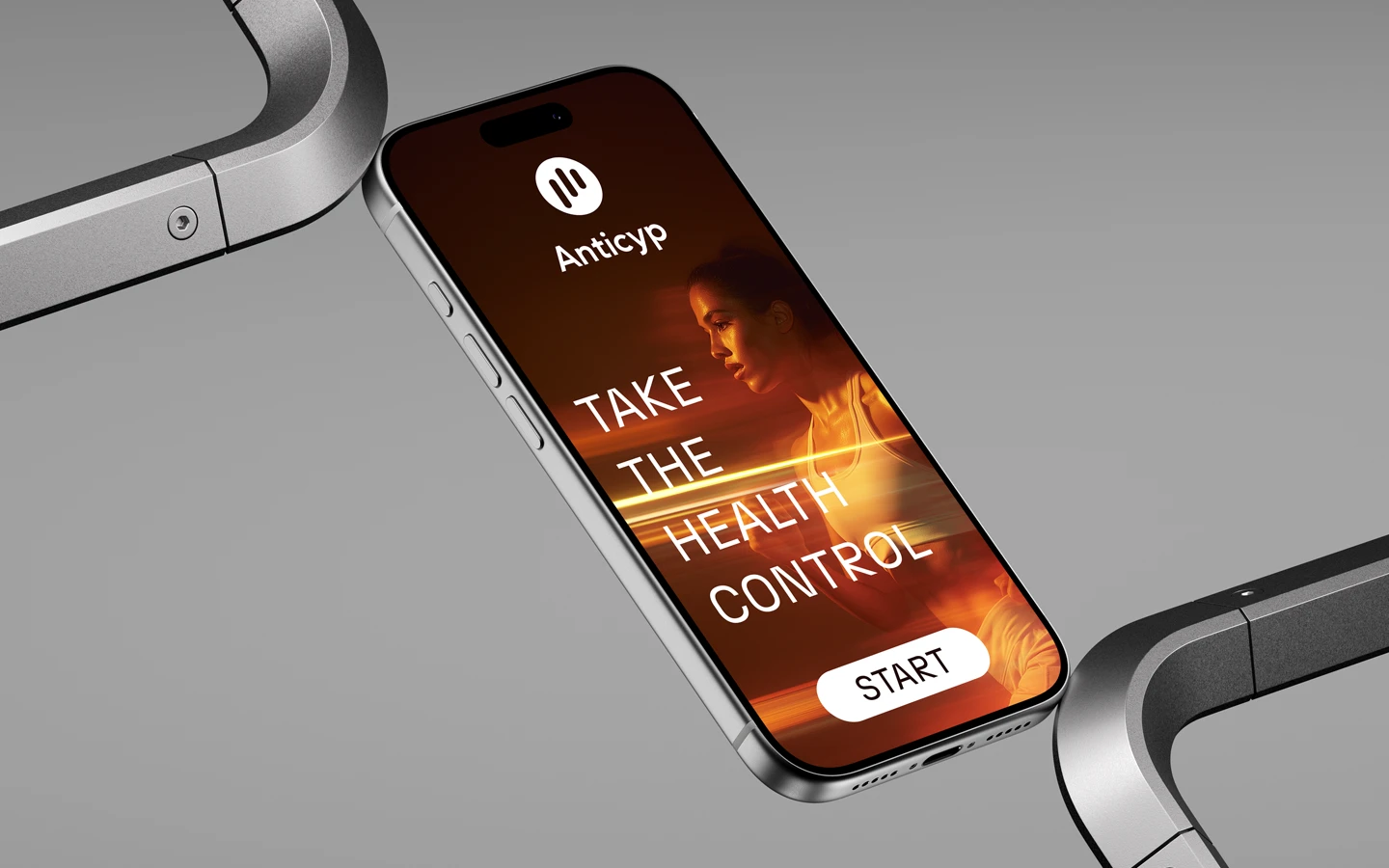 splash iPhone ANTICYP application mobile de coaching santé - infografika.com design digital d'applications